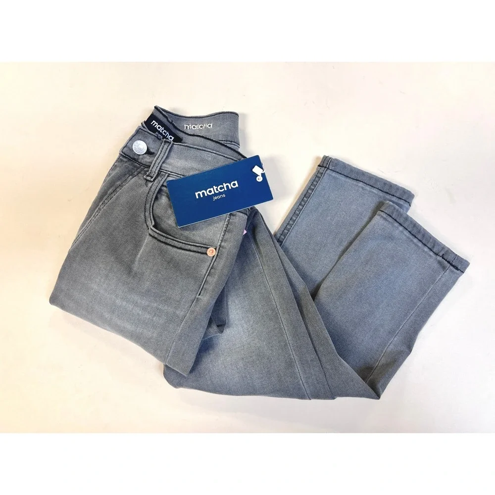Matcha Mom Tall Jeans Womens Size S Grey New High Rise Tapered Leg Denim